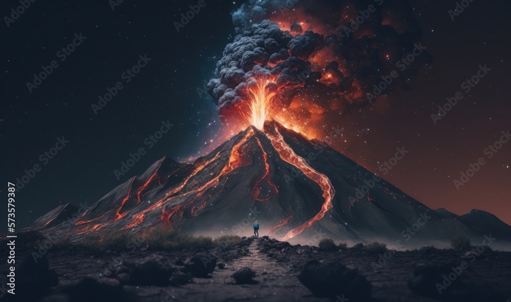Experience the Breathtaking Power of a Volcanic Eruption. Generative ai.