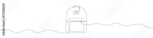 One continuous line drawing of backpack. Backpack in one linear drawing. One line drawing background. Vector illustration. Line art of backpack