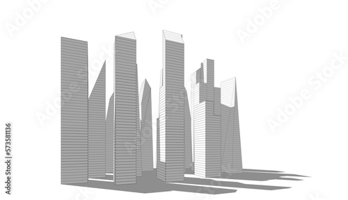 3d city skyline
