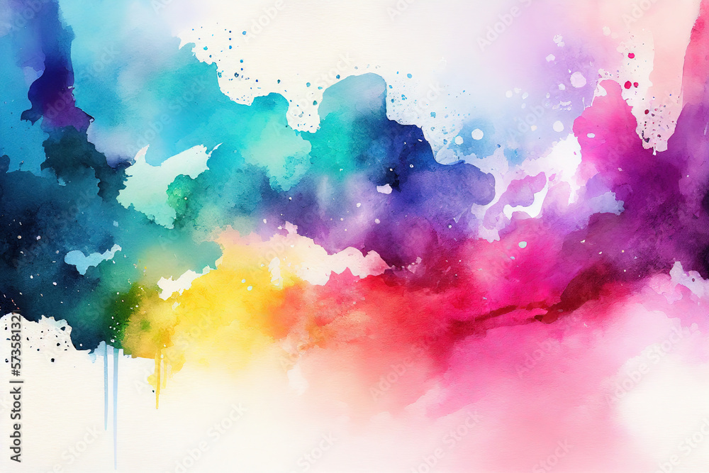 Colorful watercolor aquarelle abstract background. Ai generative illusration