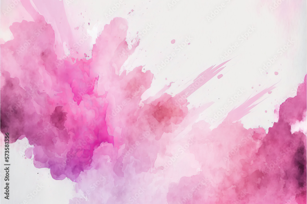 Colorful pink watercolor aquarelle abstract background. Ai generative illusration