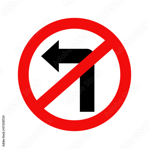 Do not turn left traffic road sign isolate on white background.