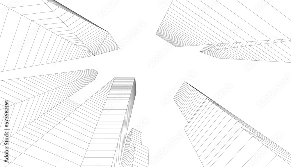 City skyscrapers 3d illustration 3d rendering