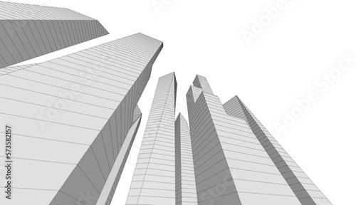 City skyscrapers 3d illustration 3d rendering