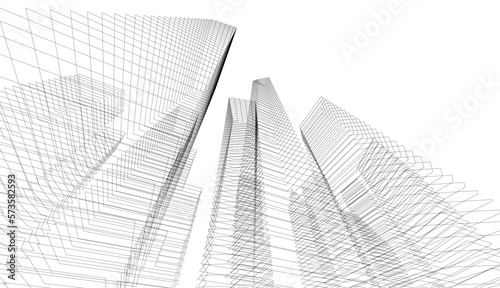 City skyscrapers 3d illustration 3d rendering