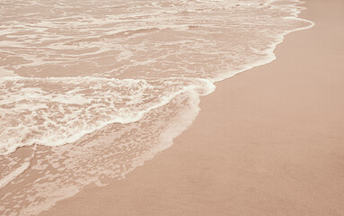 Minimalist beach background, beige aesthetic, with copy space