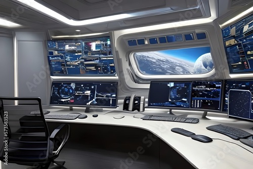 Wallpaper Mural Astronaut In Office -. Generative AI Torontodigital.ca