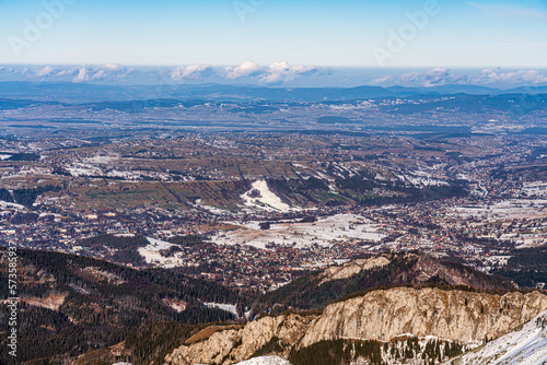 Poland 2022. Beautiful view on the snow Tatry. Zakopane, Giewont, Kasprowy Wierch, Swinica, Rysy, Kresanica.