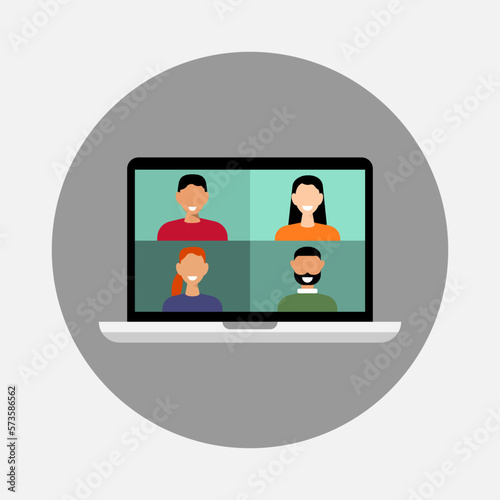 Color image of laptop. Vector illustration