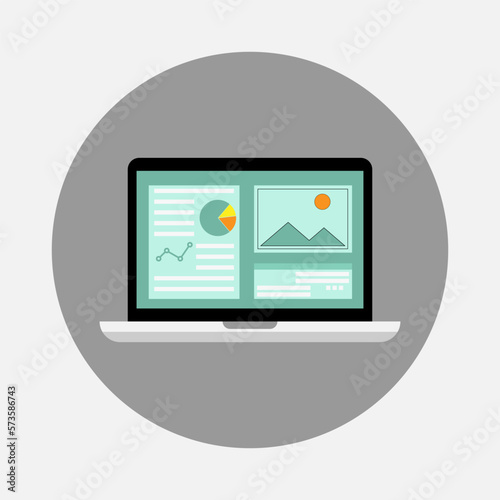 Color image of laptop. Vector illustration