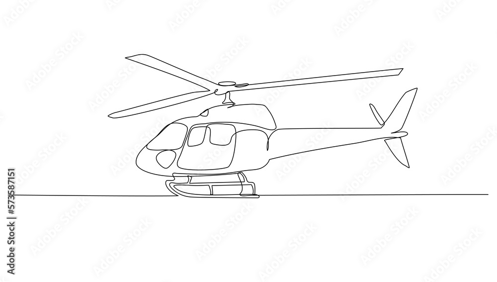 Continuous line art Helicopter drawing for vector illustration, business transportation. transportation in the air. graphic design modern continuous line drawing