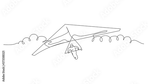 Continuous line art Hang gliding for vector illustration, extreme sports. graphic design modern continuous line drawing