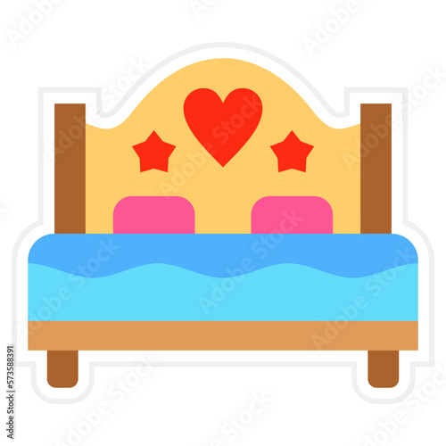 Double Bed Sticker Icon