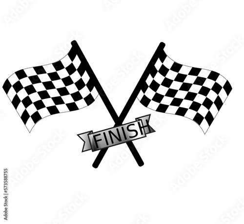 racing flag and checkered flag icon vector