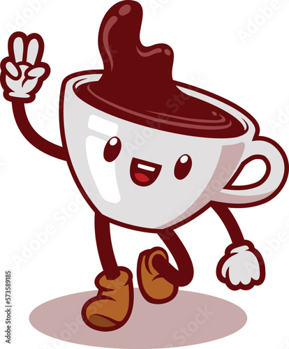 Leinwand Poster Cute coffee cartoon character design