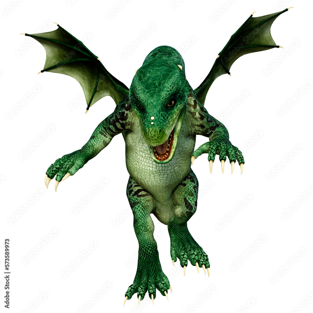 Fototapeta premium 3D Rendering Fairy Tale Dragon on White
