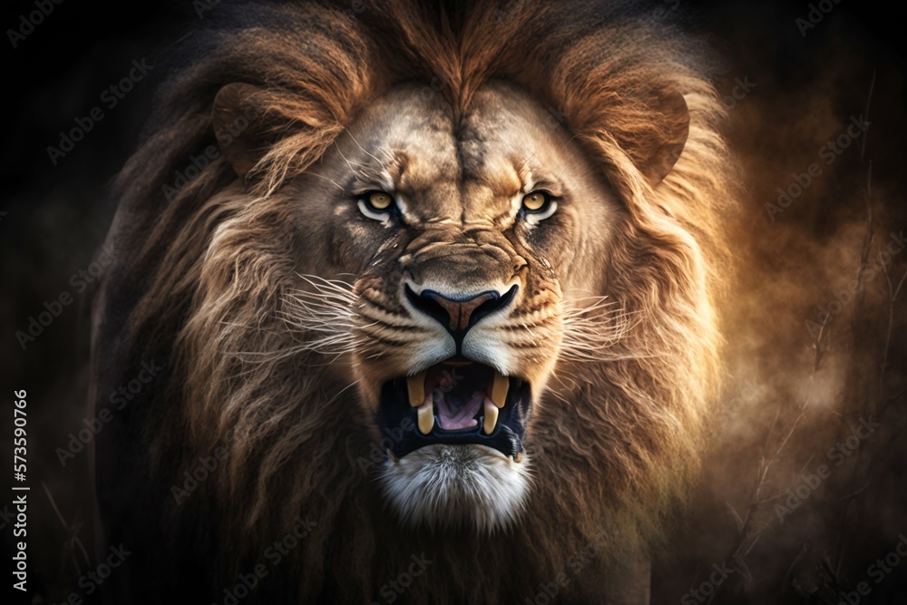 Lion in Africa closeup. Generative AI Lion in Africa closeup. Generative AI