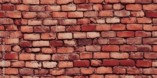 old red bricks wall seamless texture, pattern background, (created with Generative AI)