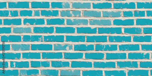 old cyan bricks wall seamless texture, pattern background, (created with Generative AI)