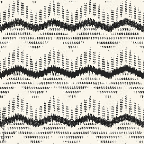 Monochrome Washed-Out Effect Textured Chevron Pattern