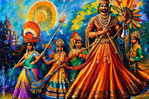 An expensive oil painting illustration of Gudi Padwa