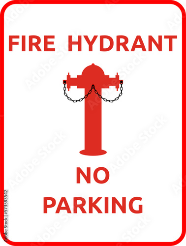 Fire hydrant no parking sign, vector isolated on white background
