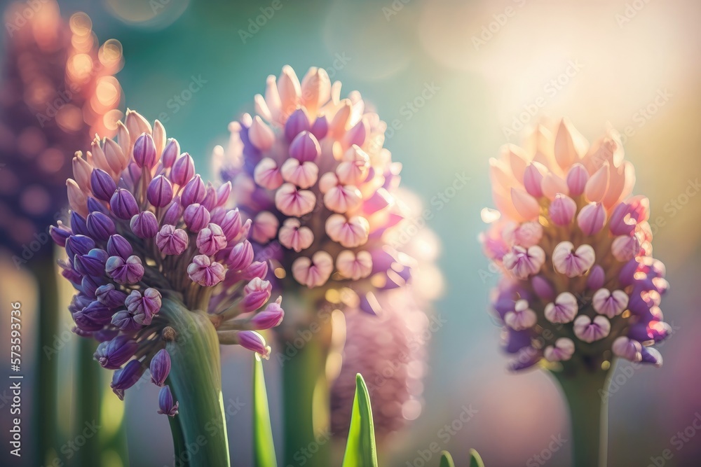 Fototapeta premium Hyacinths blooming in spring. Generative AI