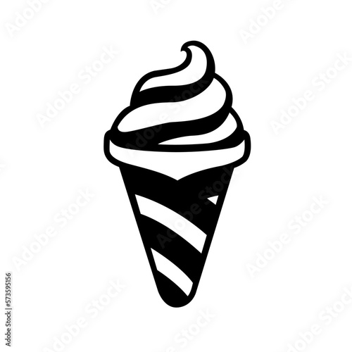 The simple black and white ice cream logo can be edited as needed.