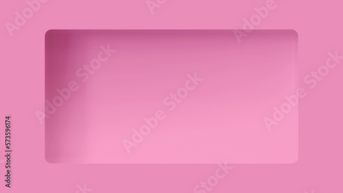 長方形の穴がある余白の広いピンクの3D背景テンプレート素材