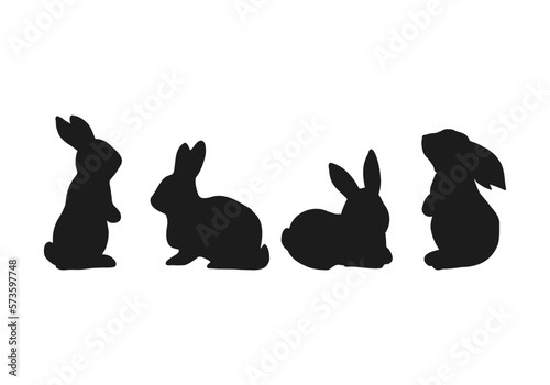 Rabbit Easter Bunny Silhouette Icon set
