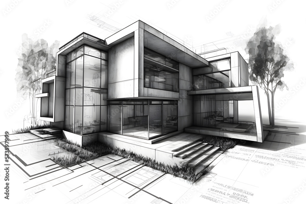 Modern House Design with Grand Gate and Staircase | 14x50 ft | AI Art  Generator | Easy-Peasy.AI