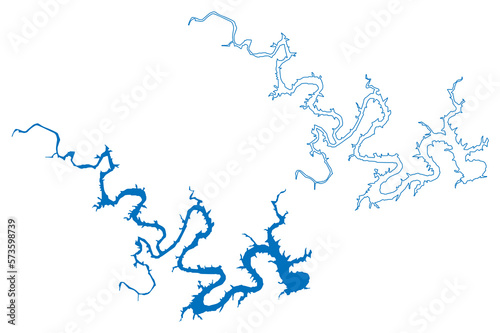Lake Travis Reservoir (United States of America, North America, us, usa, Texas) map vector illustration, scribble sketch Mansfield Dam map photo