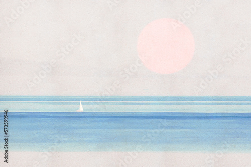 Ilustracja grafika krajobraz morski minimalizm © Monika