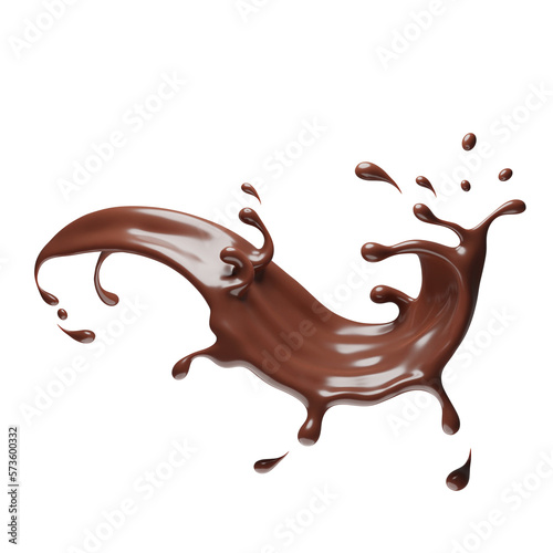 Chocolate splash with clipping path, 3D Rendering, 3D illustration