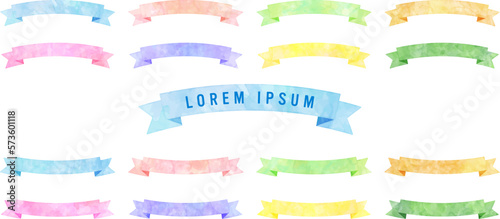 Vector watercolor ribbon set