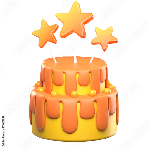 Orange cake 3d rendering