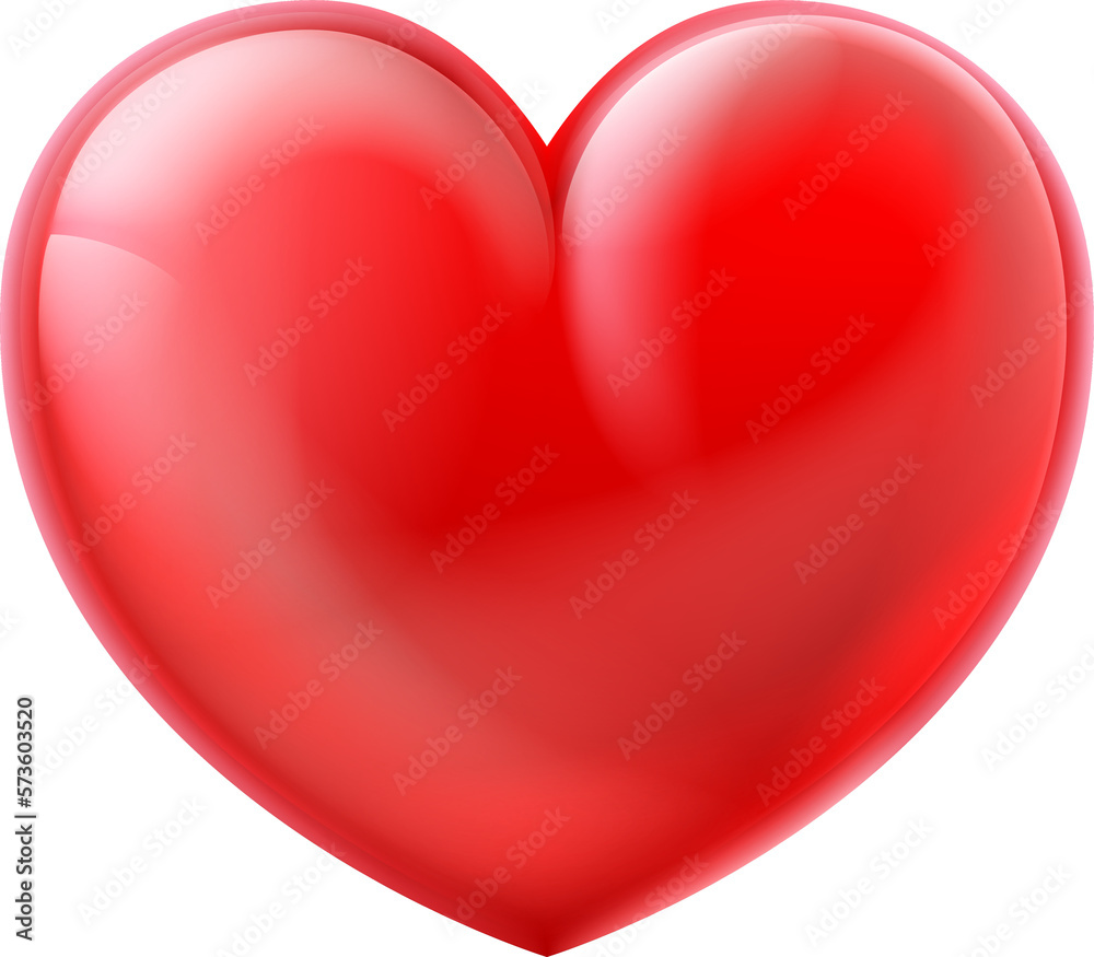 Heart 3D Cartoon Glossy Emoticon Emoji Icon - obrazy, fototapety, plakaty 