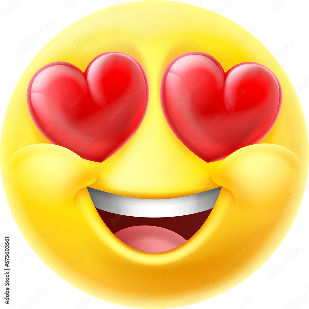 Love Hearts Eyes Emoticon Emoji Cartoon Icon Stock Illustration Adobe