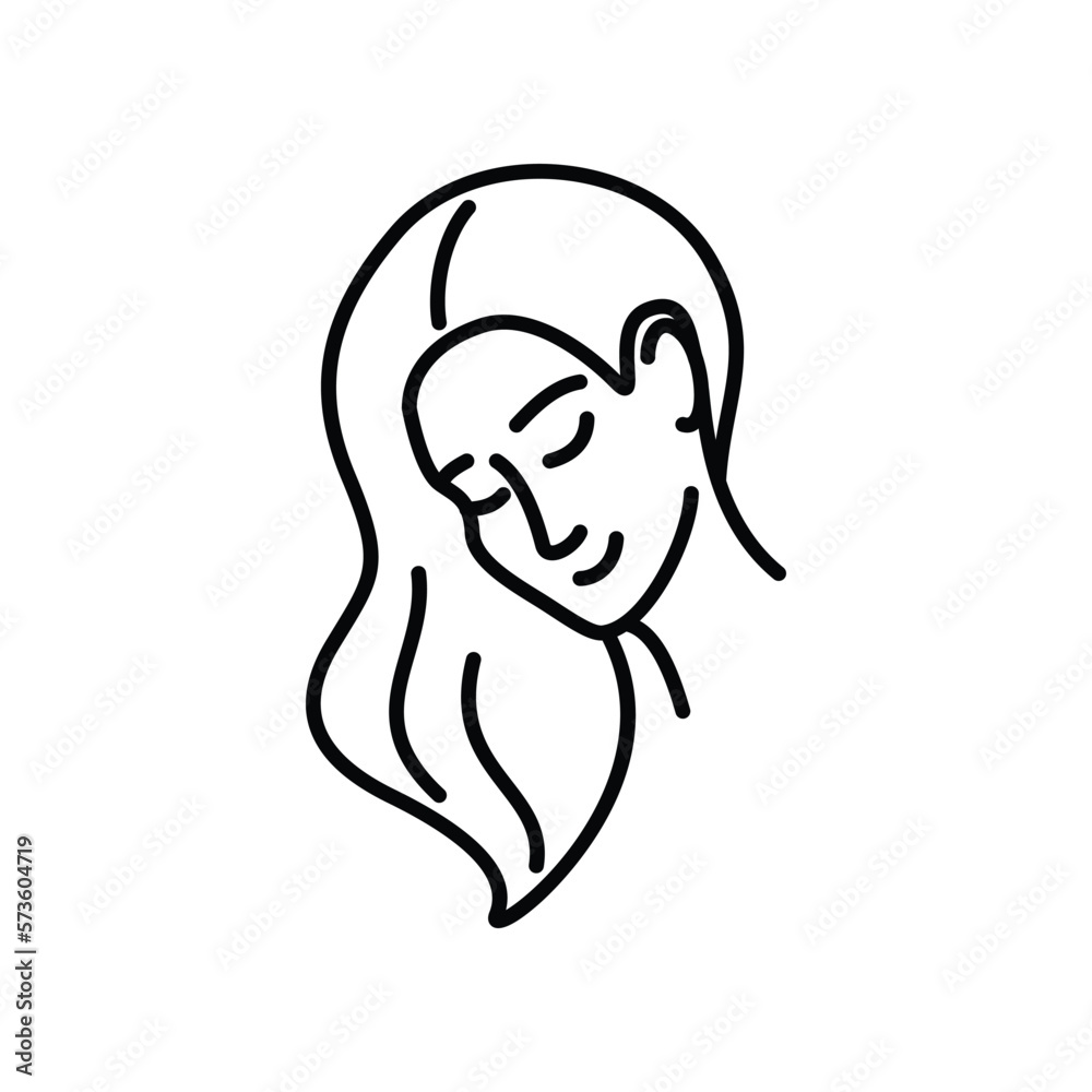 Virgo Zodiac Sign Black Thin Line Icon Horoscope and Astrology Concept . Vector illustration of Woman Virgo Zodiac Sign Black Thin Line Icon Horoscope and Astrology Concept . Vector illustration of Woman