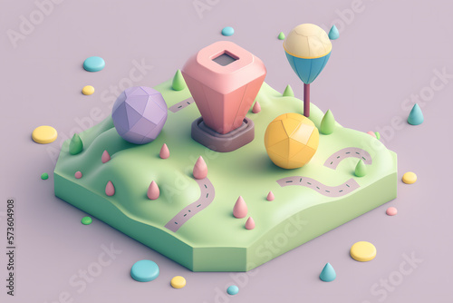 Tiny cute isometric design gps travel icon emoji 3d rendering made with Generative AI