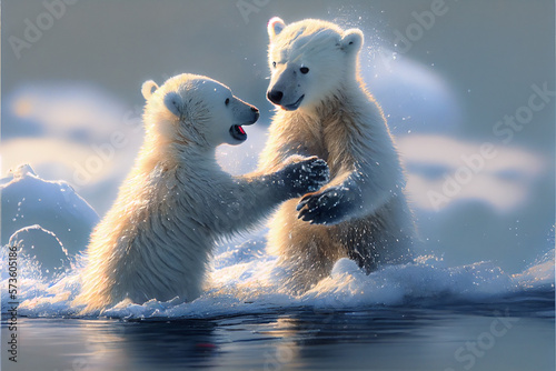 polar bear couple in love photo