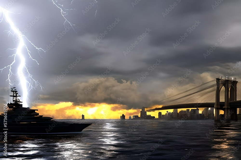 Obraz premium Lightning over the city