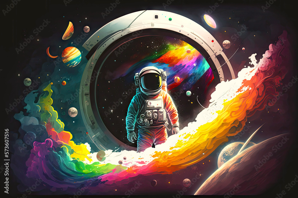 Space Journey from Rainbow - 絵画/タペストリ