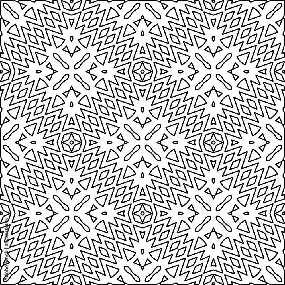 Monochrome ornamental texture with smooth linear shapes, zigzag lines, lace pattern.Abstract geometric black and white pattern for web page, textures, card, poster, fabric, textile.
Monochrome ornamental texture with smooth linear shapes, zigzag lines, lace pattern.Abstract geometric black and white pattern for web page, textures, card, poster, fabric, textile.