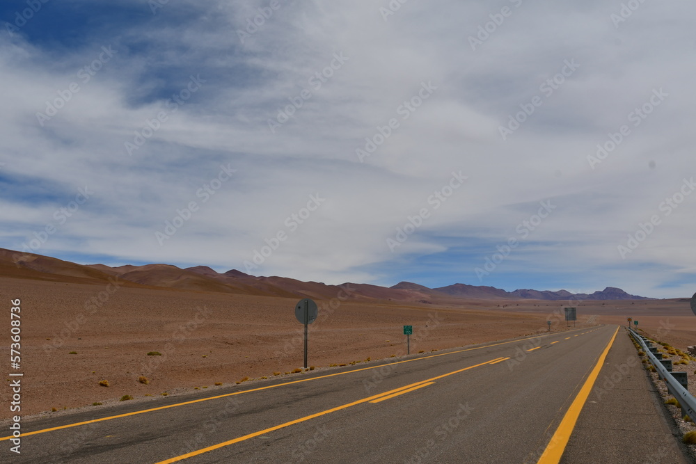 Lonely Road in Atacama Desert Chile South America