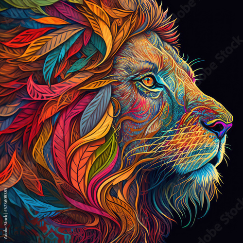 Lion, colorful, intricate details  © Man888
