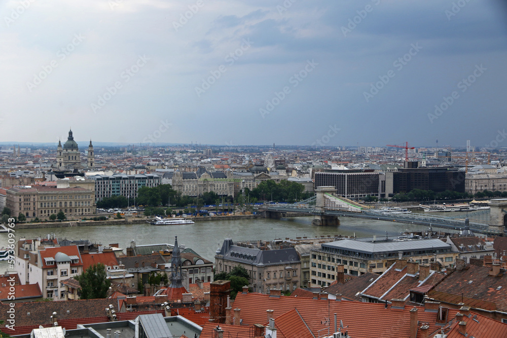 Landscape of Budapest with Danube river, view from Buda Castle, Budapest, Hungary