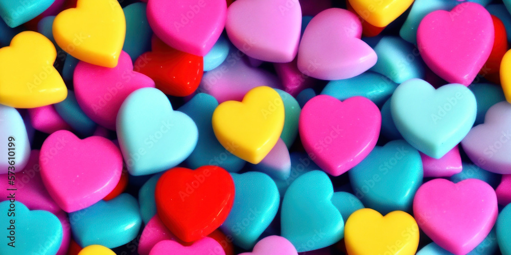 Sweet candy heart shapes, candies, seamless background texture (created with Generative AI) Sweet candy heart shapes, candies, seamless background texture (created with Generative AI)