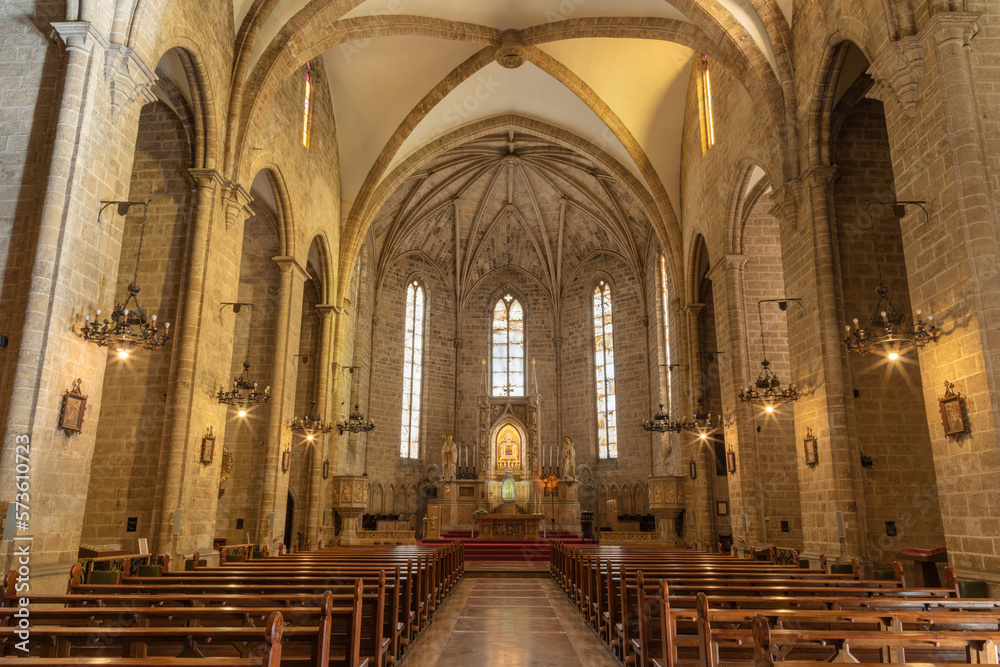 VALENCIA, SPAIN - FEBRUAR 16, 2022: The gothic church Iglesia de San Augustin.