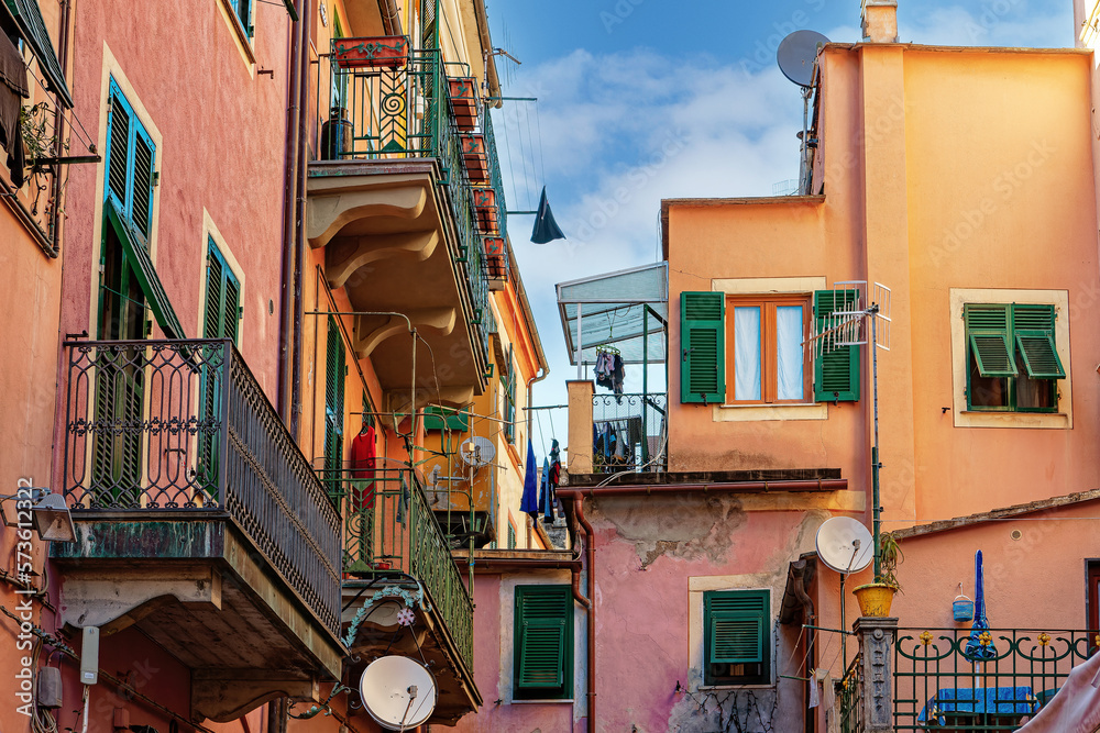 Facades of medieval houses in the center of Florence, Tuscany, Italy Facades of medieval houses in the center of Florence, Tuscany, Italy